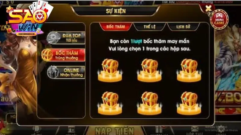 Hàng tuần, cổng game Saowin đều tổ chức chương trình khuyến mãi cho người chơi